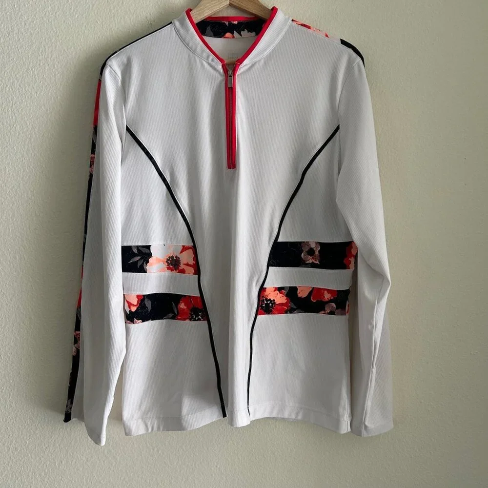 Tail Golf Shirt 1/4 Zip Pullover Golf SZL White Stretch Active Athleisure Sport - Picture 5 of 9